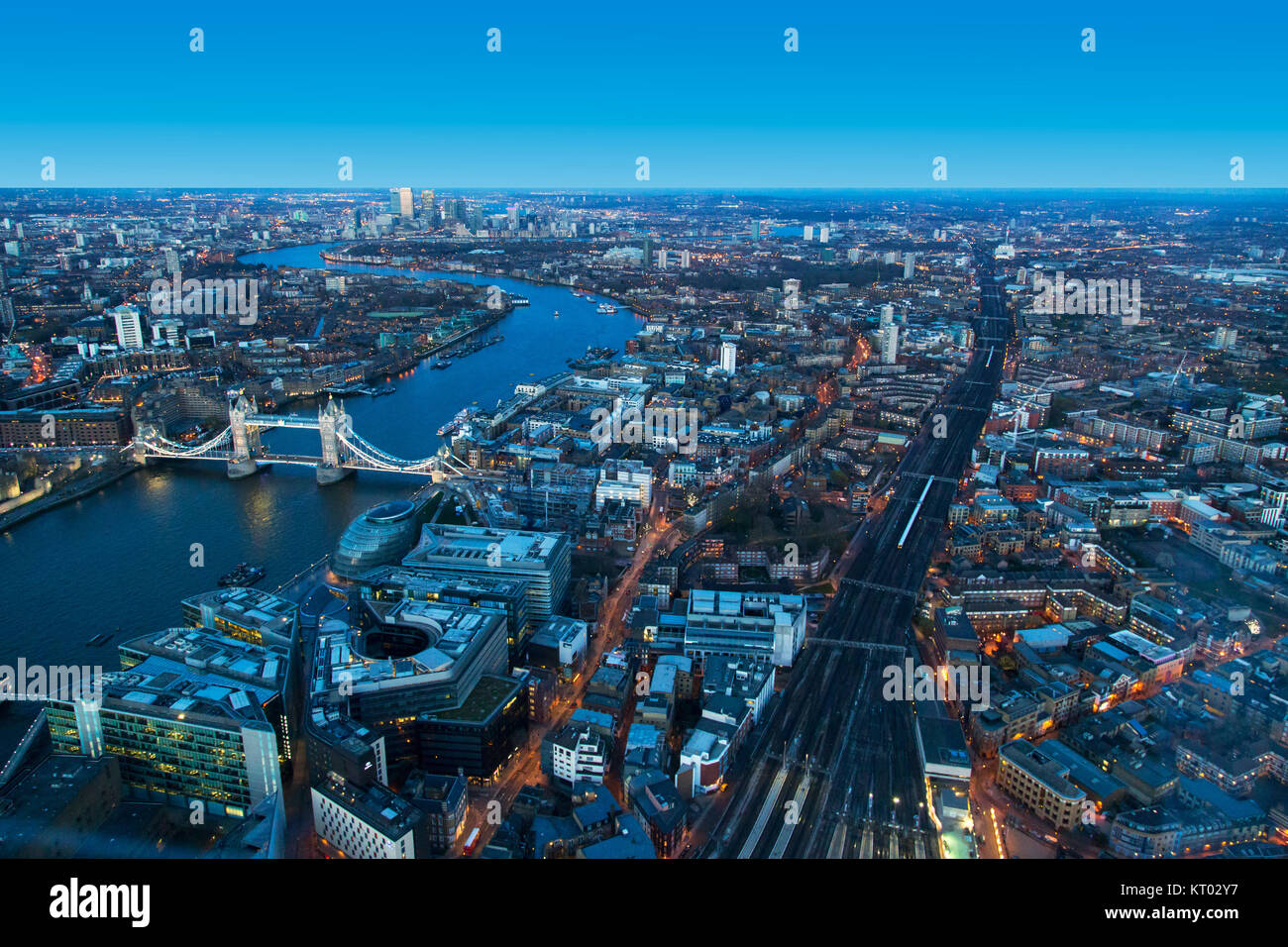 Vue aérienne de Londres avec le Tower Bridge Banque D'Images