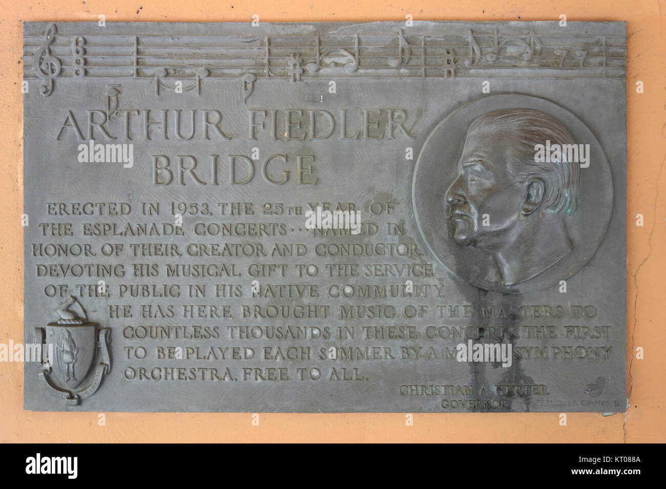 Arthur Fiedler - plaque Pont Charles River Esplanade - Boston, MA - DSC02611 Banque D'Images