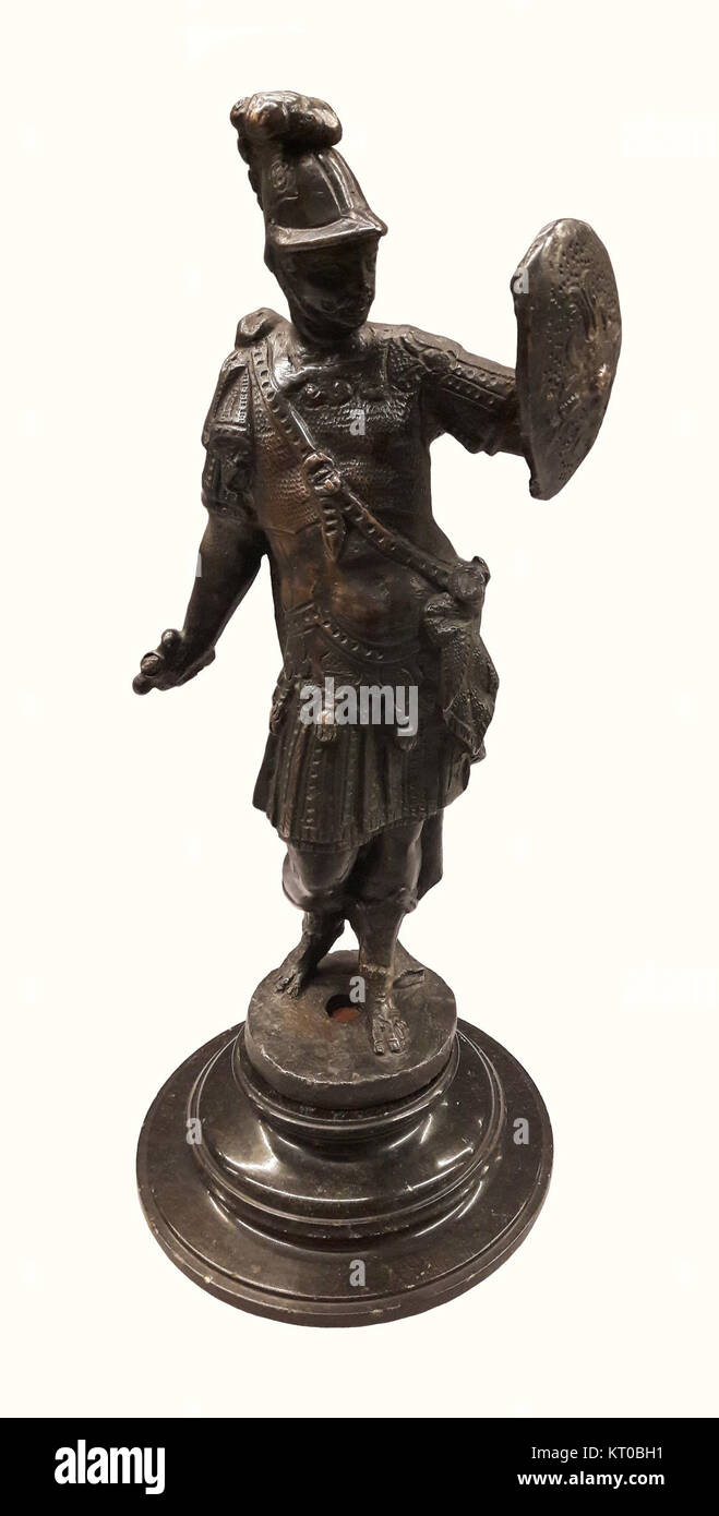 Cette figurine, intitulée 'Aspetti', représente le Dieu romain mars, symbolisant l'ancienne tradition de la sculpture romaine et de la mythologie. Mars était vénéré comme le Dieu de la guerre et un symbole de force et de puissance. Banque D'Images