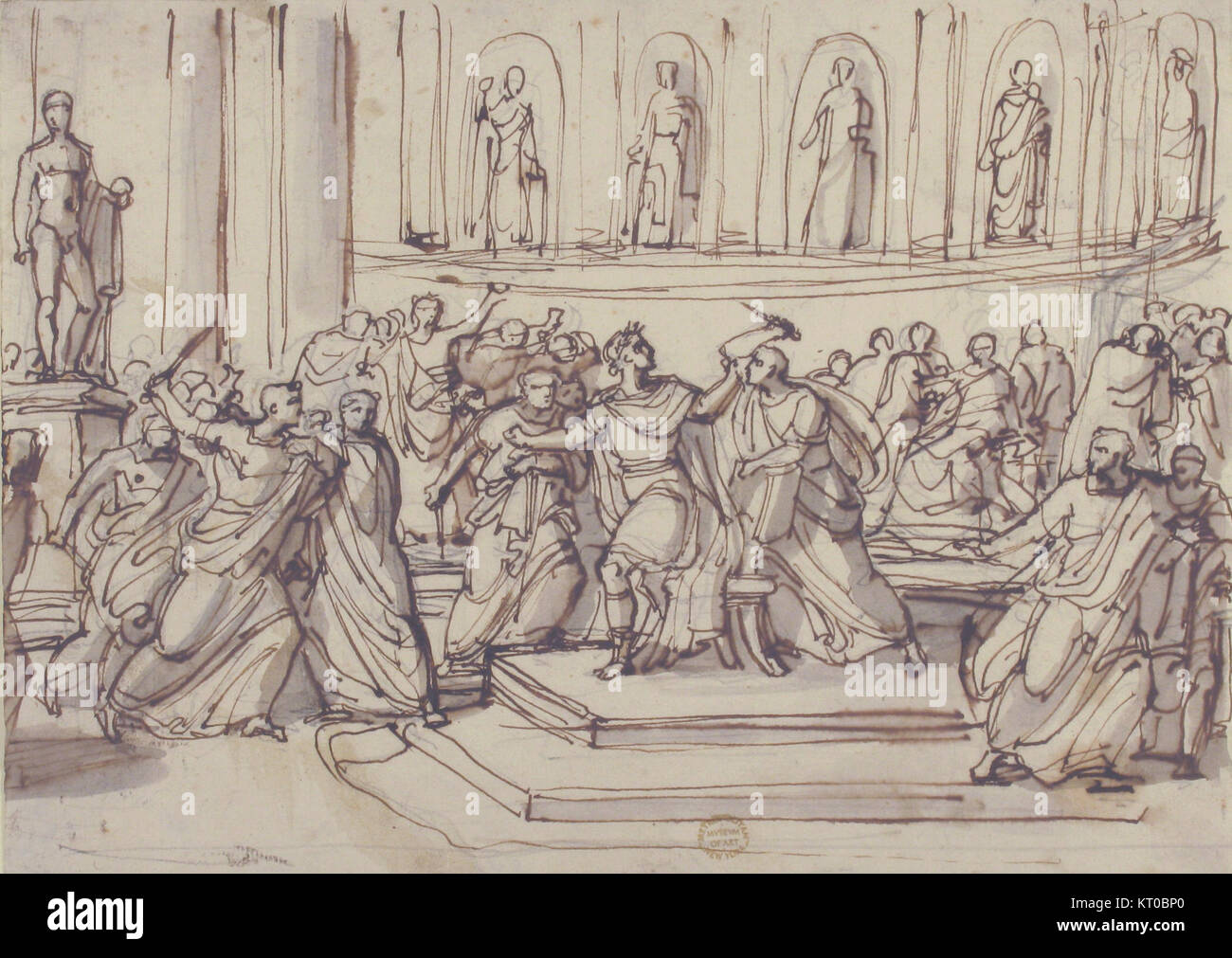Cette œuvre représente l'assassinat de Jules César, un événement charnière dans l'histoire romaine. Il représente le moment où César a été assassiné par un groupe de sénateurs sur les Ides de mars 44 av. J.-C. La pièce est conservée au Metropolitan Museum of Art. Banque D'Images