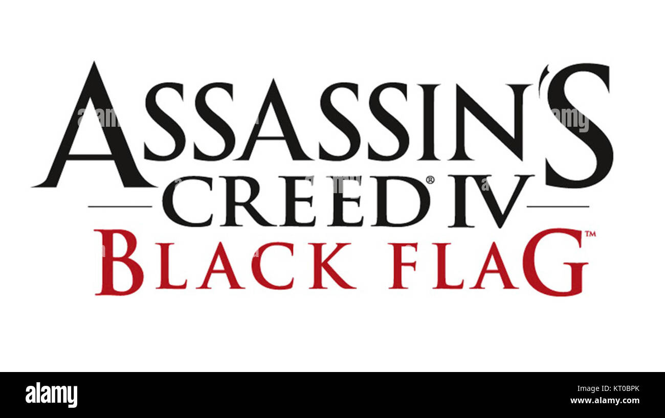 Le logo Assassin's Creed IV : Black Flag représente le quatrième opus de la célèbre série de jeux vidéo. Le jeu, qui se déroule dans les Caraïbes pendant l'âge d'or de la piraterie, se concentre sur l'exploration, le combat naval et la narration historique. Banque D'Images
