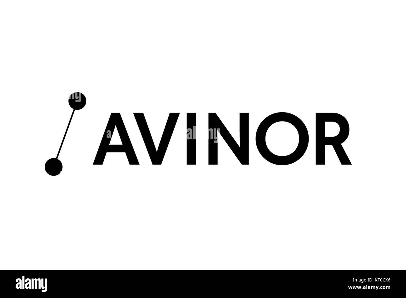 Le logo Avinor représente la société d'État norvégienne responsable de l'exploitation des aéroports et des services de navigation aérienne en Norvège. La version noire du logo est une présentation formelle de l’image de marque de l’entreprise. Banque D'Images