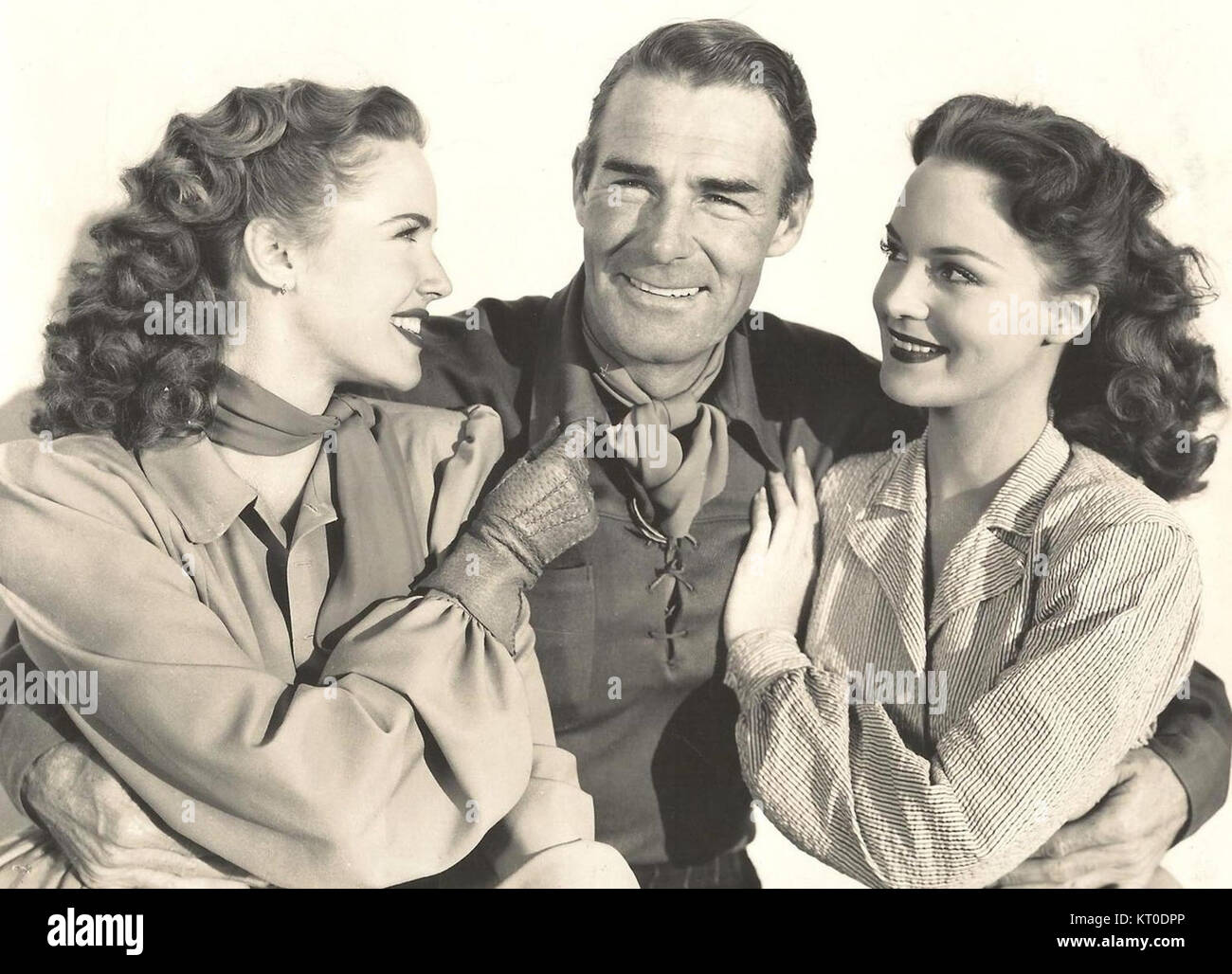 Britton-Randolph Scott-Dorothy Barbara Hart en Gunfighters Banque D'Images