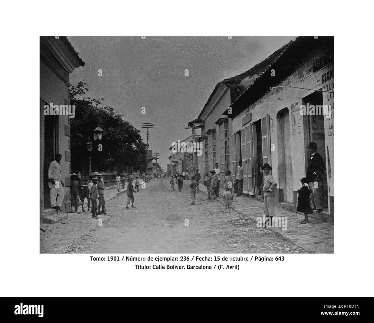 Une photographie historique de Barcelone, Venezuela, prise en 1901, montrant le paysage et l'architecture de la ville du début du XXe siècle pendant une période de développement. Banque D'Images