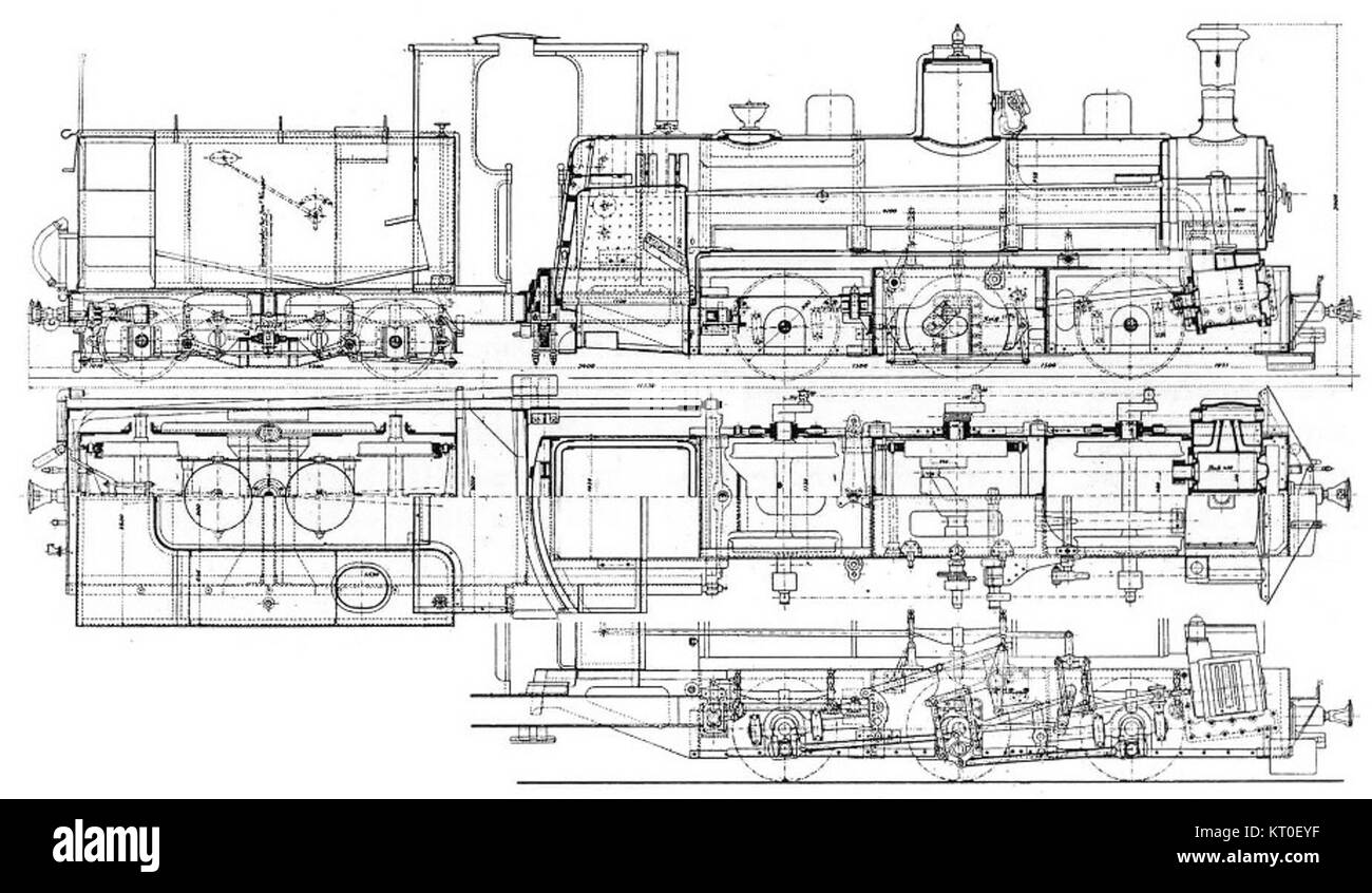 Le BHStB IIIa5 est un dessin de conception (Typenskizze) de JDC5BD, présentant les spécifications techniques d'un modèle de train allemand historique utilisé au XIXe siècle. Banque D'Images