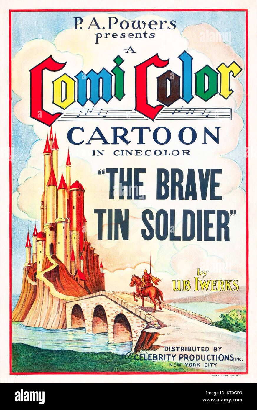Une affiche vintage du film de 1934 « The Brave Tin Soldier », représentant des scènes clés et faisant la promotion de la sortie du film pendant les premières années du cinéma. Banque D'Images