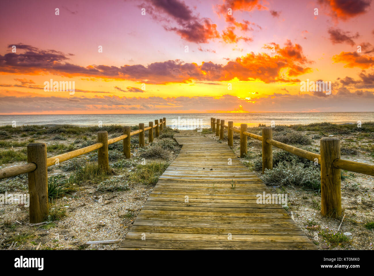 Coucher de soleil plage Banque D'Images