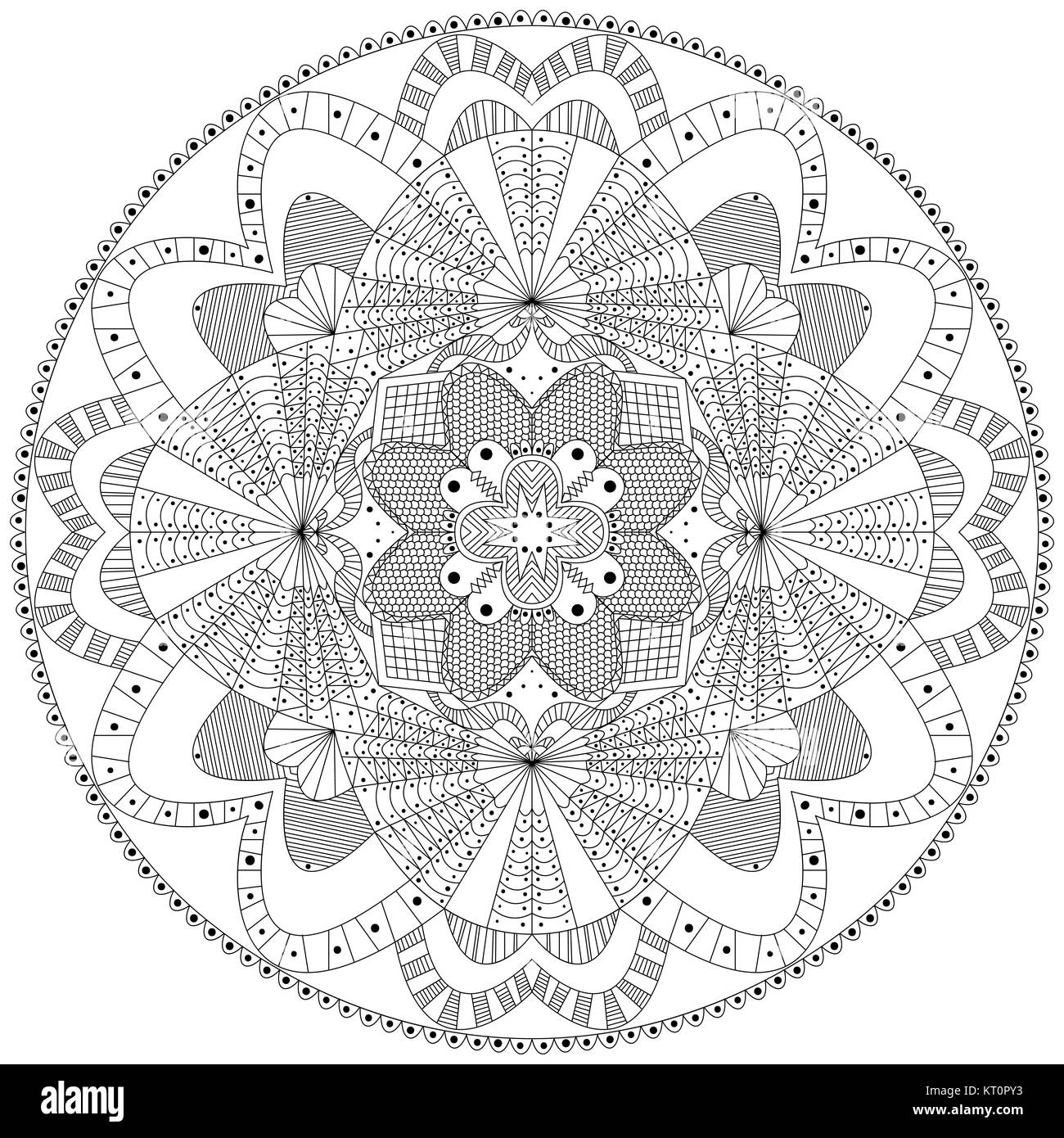 Mandala anneau noir et blanc Banque D'Images