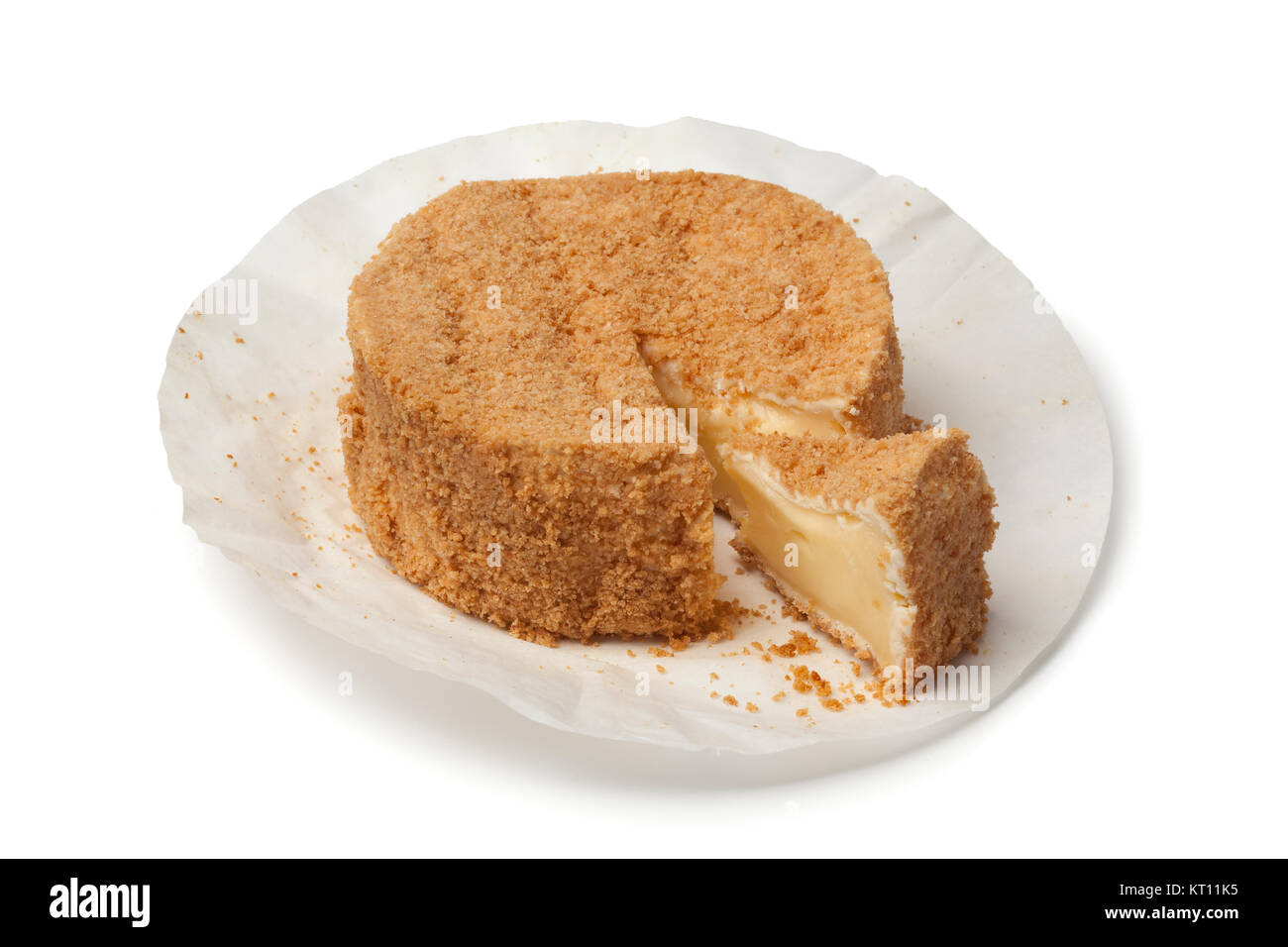 Calvados Camembert sur fond blanc Banque D'Images