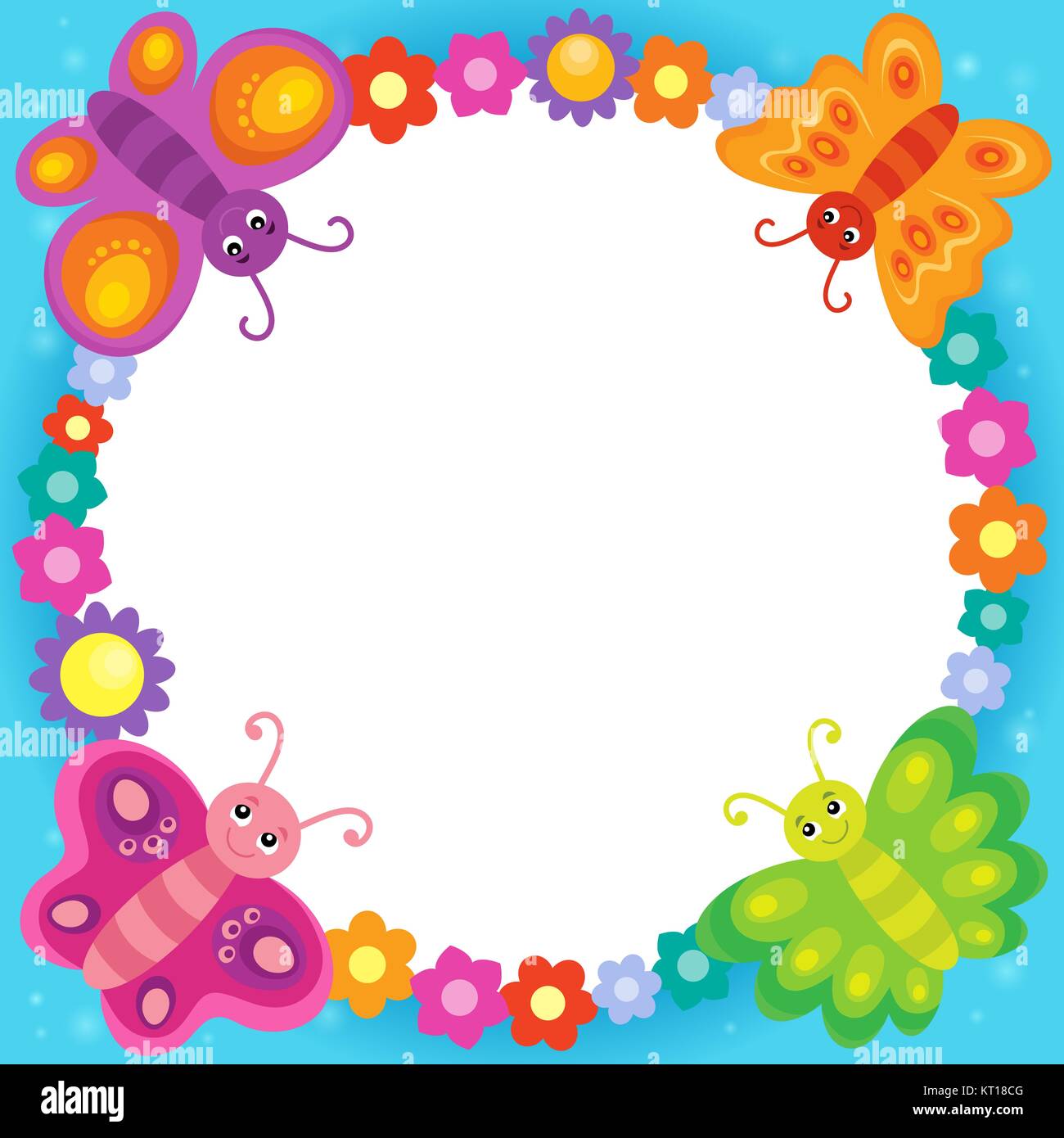 Thème libre 5 papillons stylisés Banque D'Images