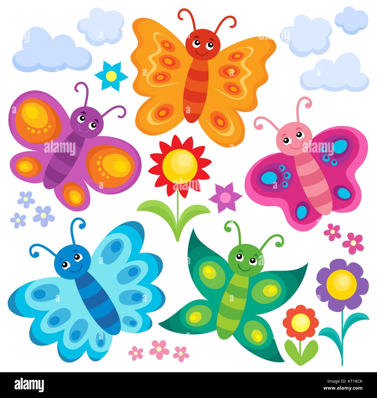 Thème papillons stylisés set 1 Banque D'Images