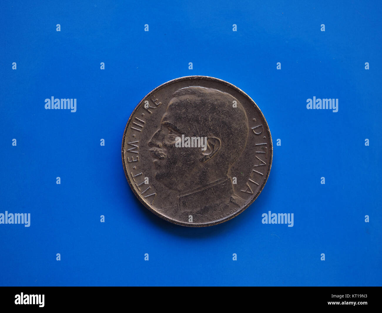 50 cents pièce, Royaume d'Italie sur blue Banque D'Images