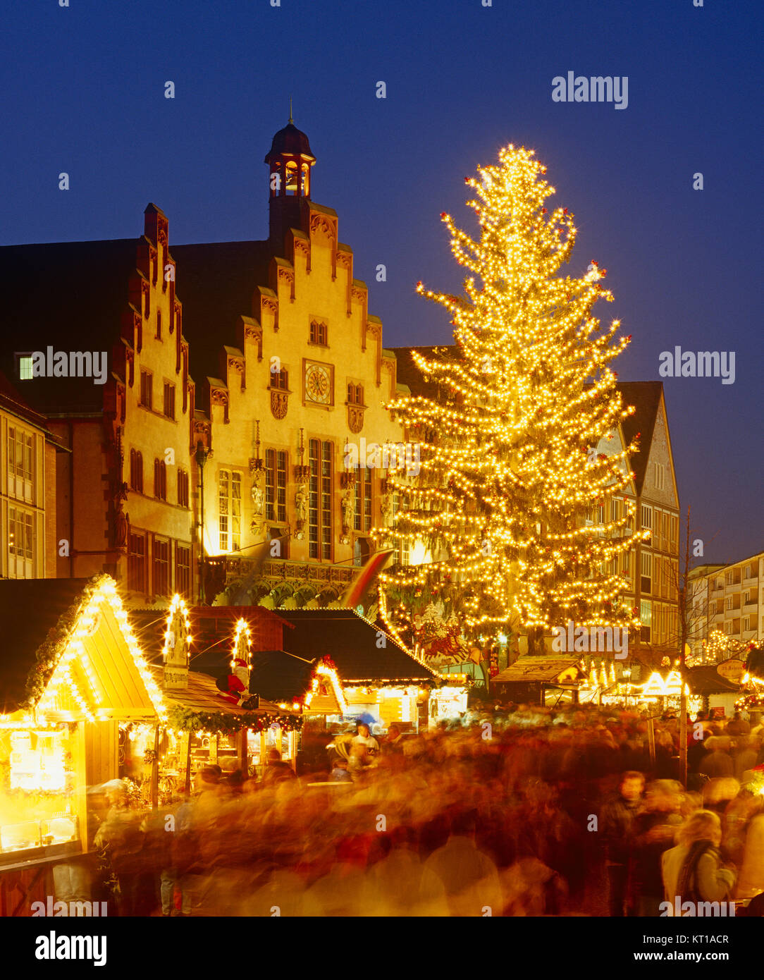Marché de Noël à Romer Square, Francfort, Hesse, Allemagne Banque D'Images