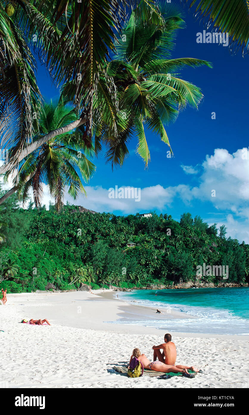Creme-plage, l'île de Mahé, Seychelles Banque D'Images