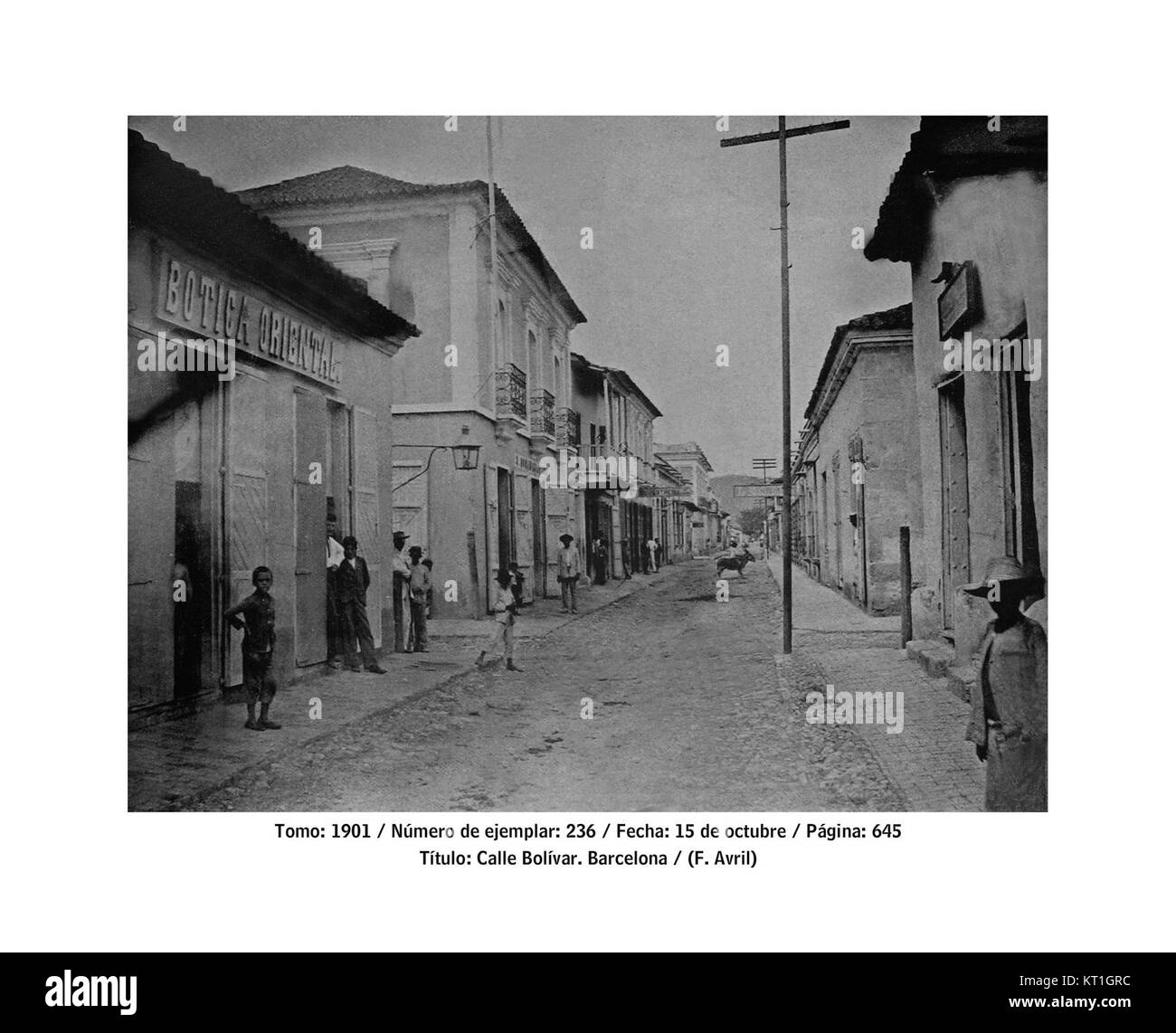 Calle BolÃ­var est une rue remarquable de Barcelone, en Espagne, nommée d'après le leader révolutionnaire sud-américain SimÃ³n BolÃ­var. Il est situé dans un quartier historique, souvent connu pour son importance culturelle et les entreprises locales. Banque D'Images