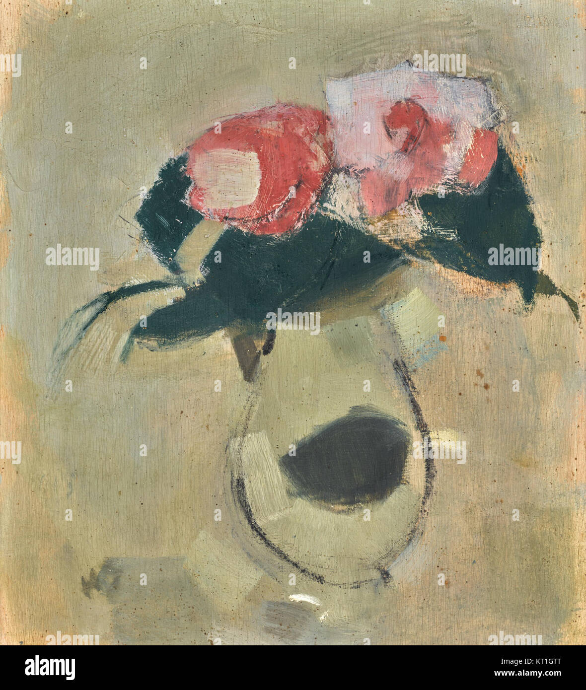 Les camélias d'Helene Schjerfbeck, peints vers 1934, sont un exemple de l'utilisation délicate de la couleur et du pinceau par l'artiste, mettant en valeur son expertise dans la capture de la nature et des thèmes floraux. Banque D'Images