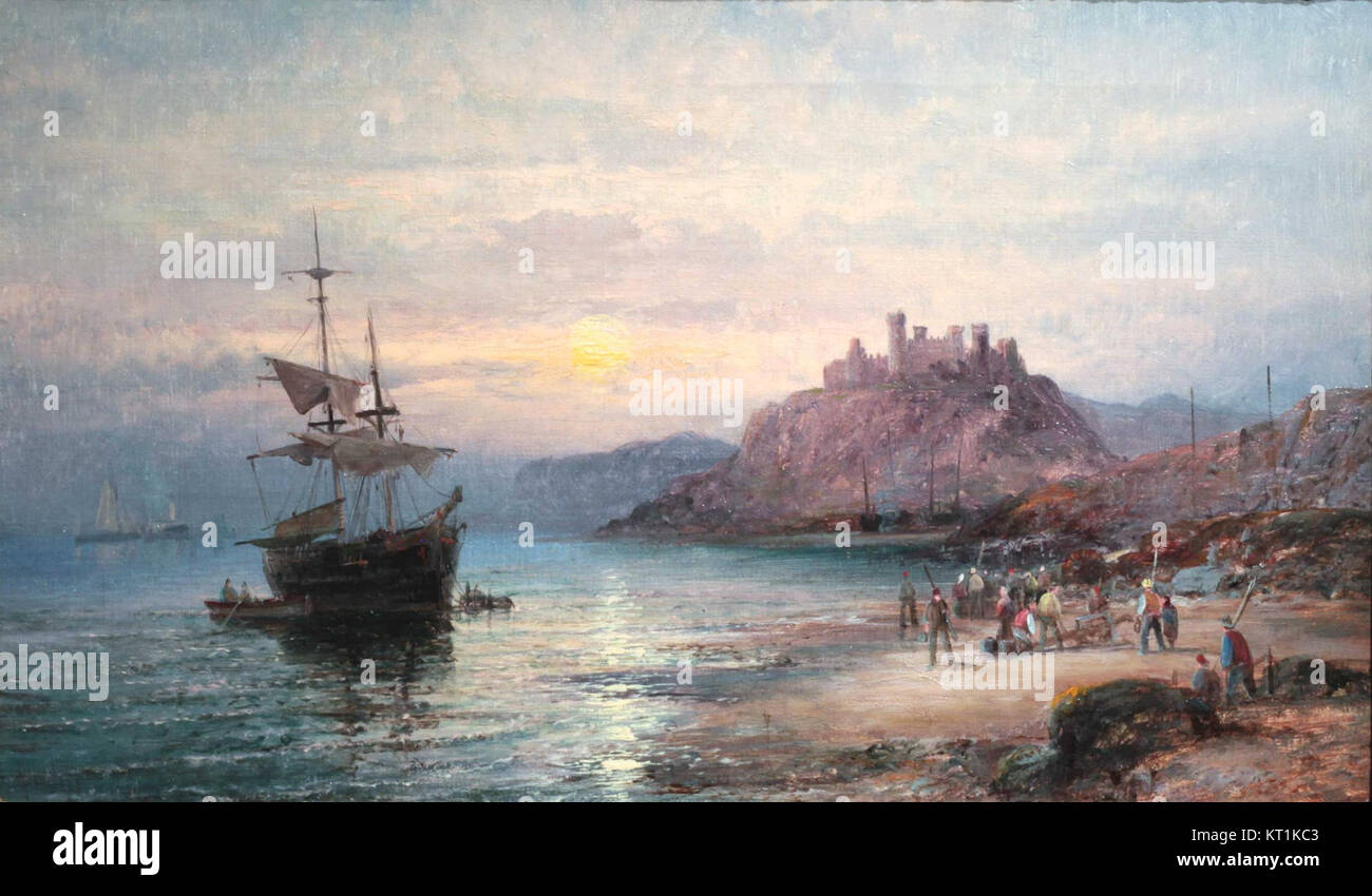 Les scènes côtières avec des figures de William Anslow Thornley I sont des œuvres qui dépeignent des paysages marins, mettant souvent en vedette des personnages engagés dans des activités quotidiennes le long de la côte. Ses peintures capturent l'essence de la vie côtière en Angleterre au XIXe siècle. Banque D'Images