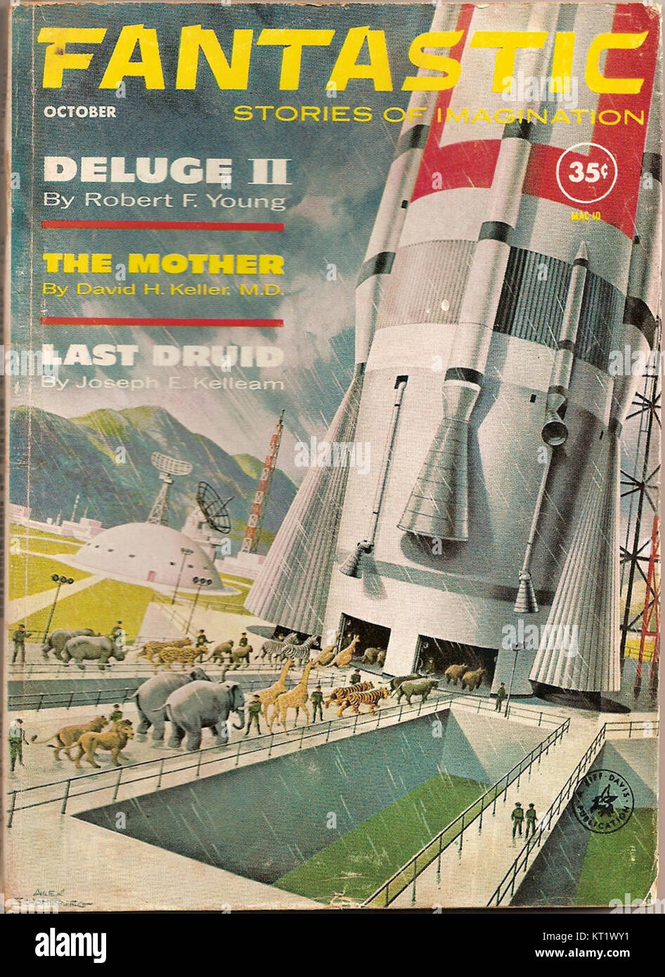 Fantastic October 1961 est une couverture du magazine de science-fiction « Fantastic », qui présente les œuvres d'art et les thèmes du genre à cette époque. Banque D'Images