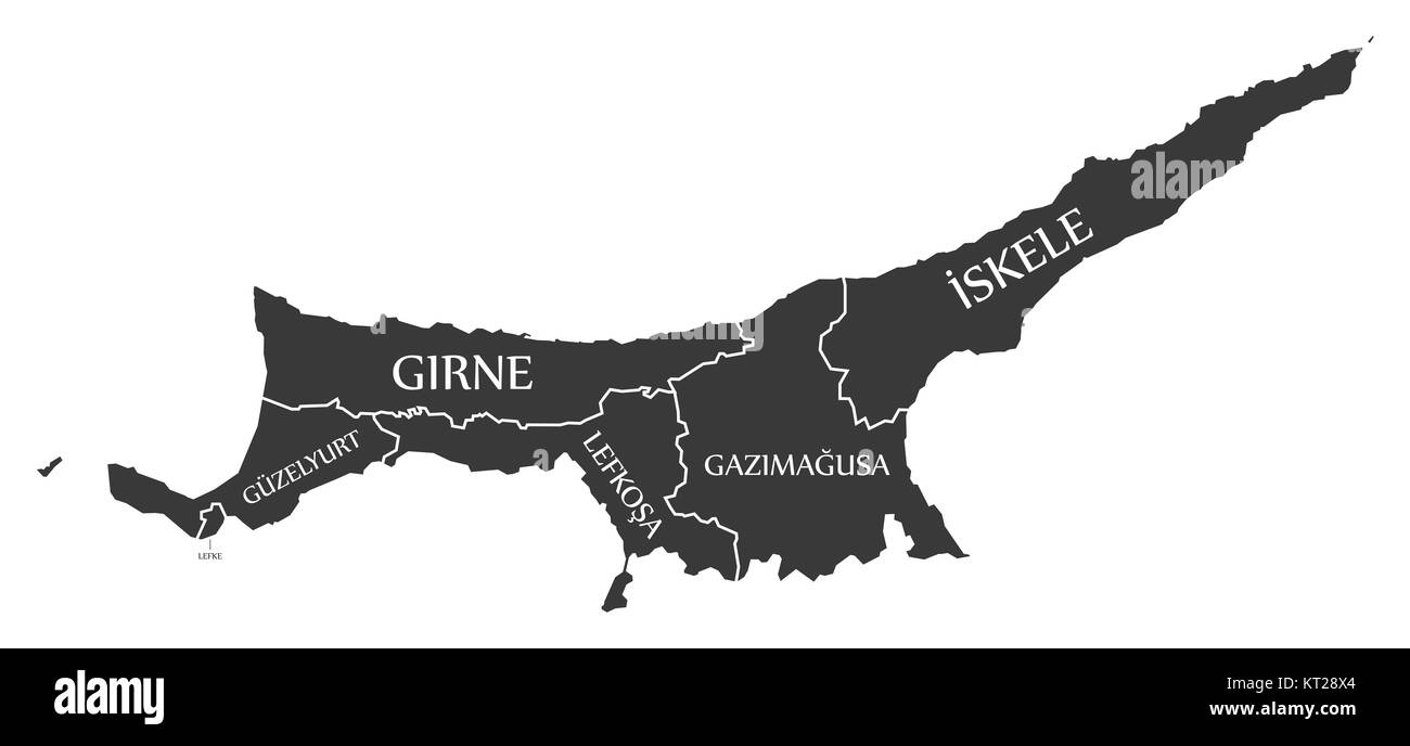 Chypre du Nord site étiqueté illustration noir Banque D'Images