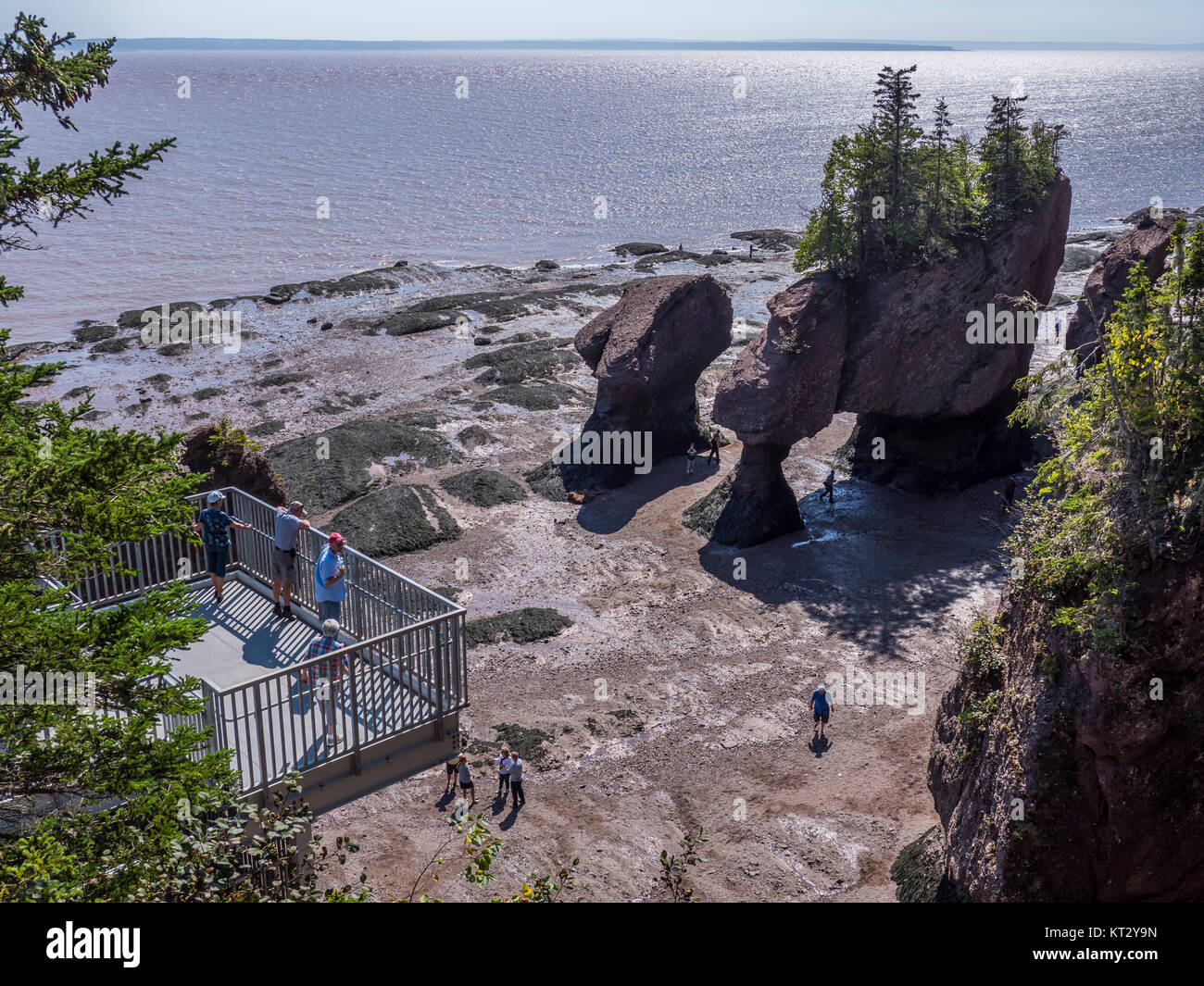 Escaliers en colimaçon Cove, Hopewell Rocks, dans la baie de Fundy, Nouveau-Brunswick, Canada. Banque D'Images