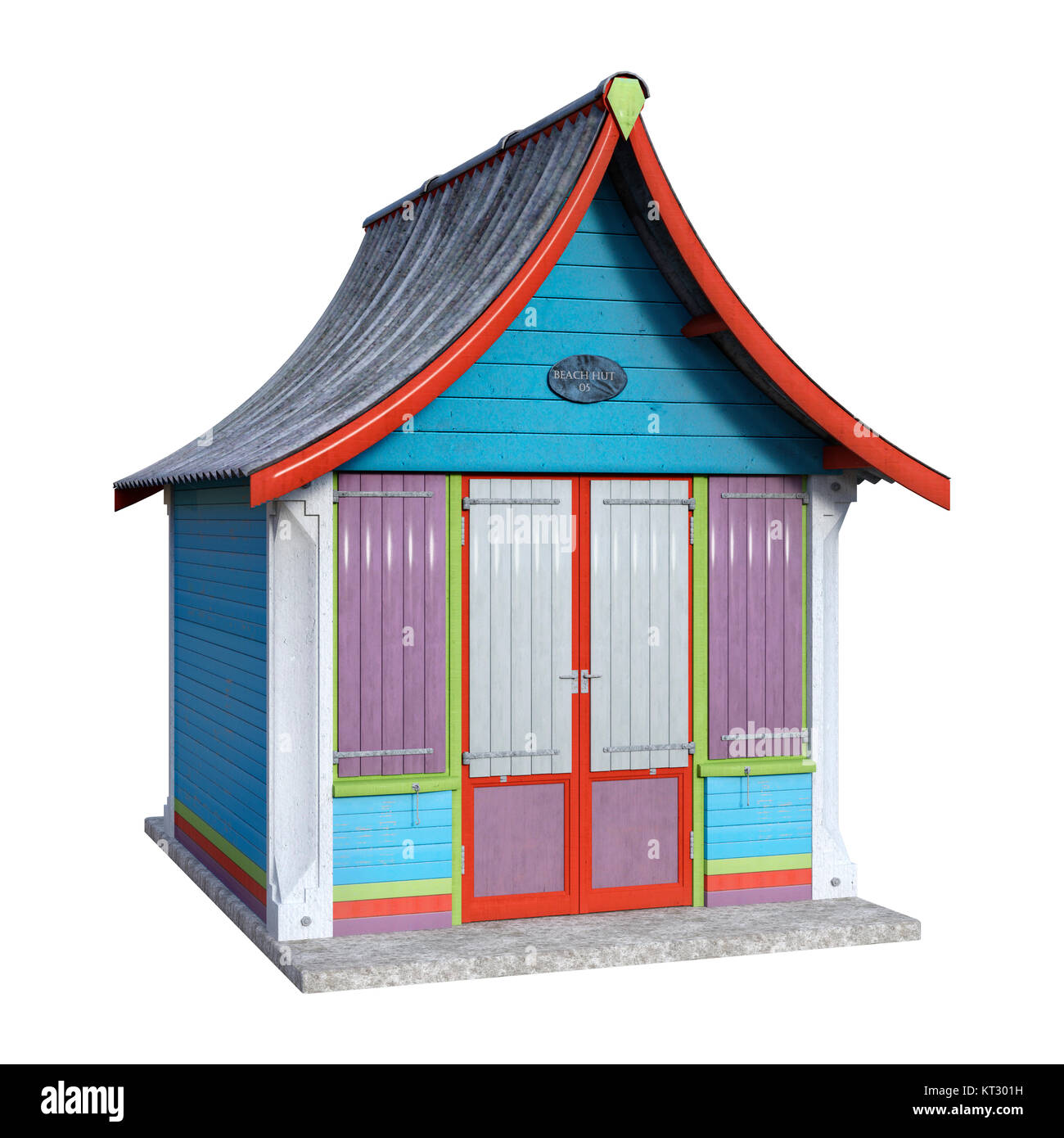 Le Rendu 3D Beach Hut on White Banque D'Images