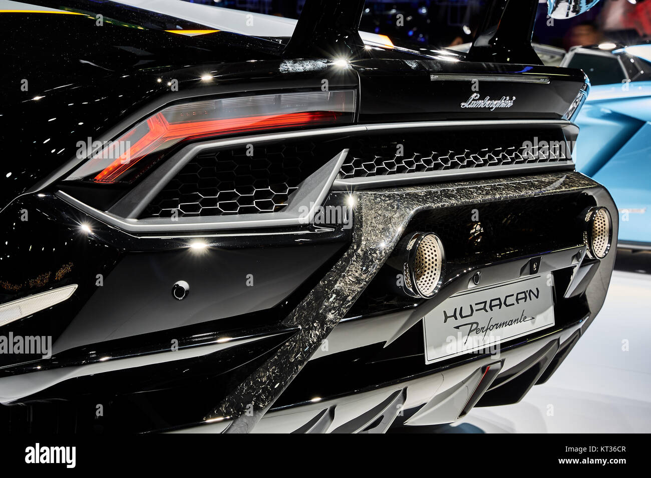 Francfort, Allemagne - le 12 septembre 2017 : 2017 Lamborghini Ouragan Perfomante présentés sur le 67-ème Salon International de l'Automobile de Francfort (IAA) dans le Mes Banque D'Images