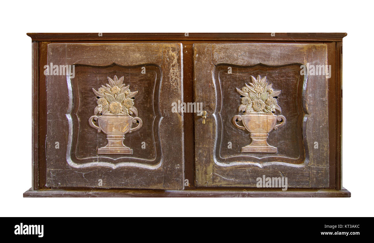 Décorées en bois très ancien marqueterie sur fond blanc Banque D'Images Décorées en bois très ancien marqueterie sur fond blanc Banque D'Images