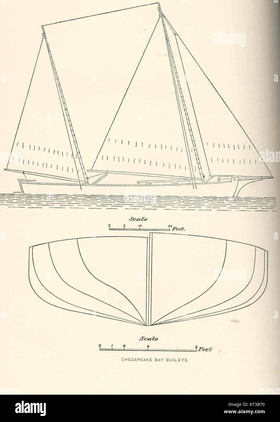 Le Chesapeake Bay Bug-Eye est un type de bateau traditionnel en bois utilisé pour la pêche et le transport dans la région de la baie de Chesapeake aux États-Unis. Connue pour sa forme distinctive, elle fait partie intégrante du patrimoine maritime local. Banque D'Images