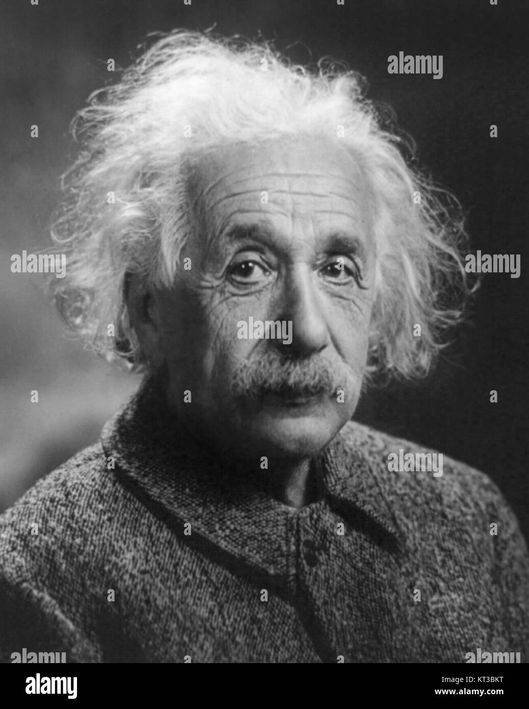 Cette image est une version nettoyée et recadrée de la tête d'Albert Einstein, probablement une photographie bien connue du célèbre physicien. La version éditée peut se concentrer sur ses traits faciaux, soulignant son apparence distincte et son statut comme l'un des scientifiques les plus influents de l'histoire. Banque D'Images