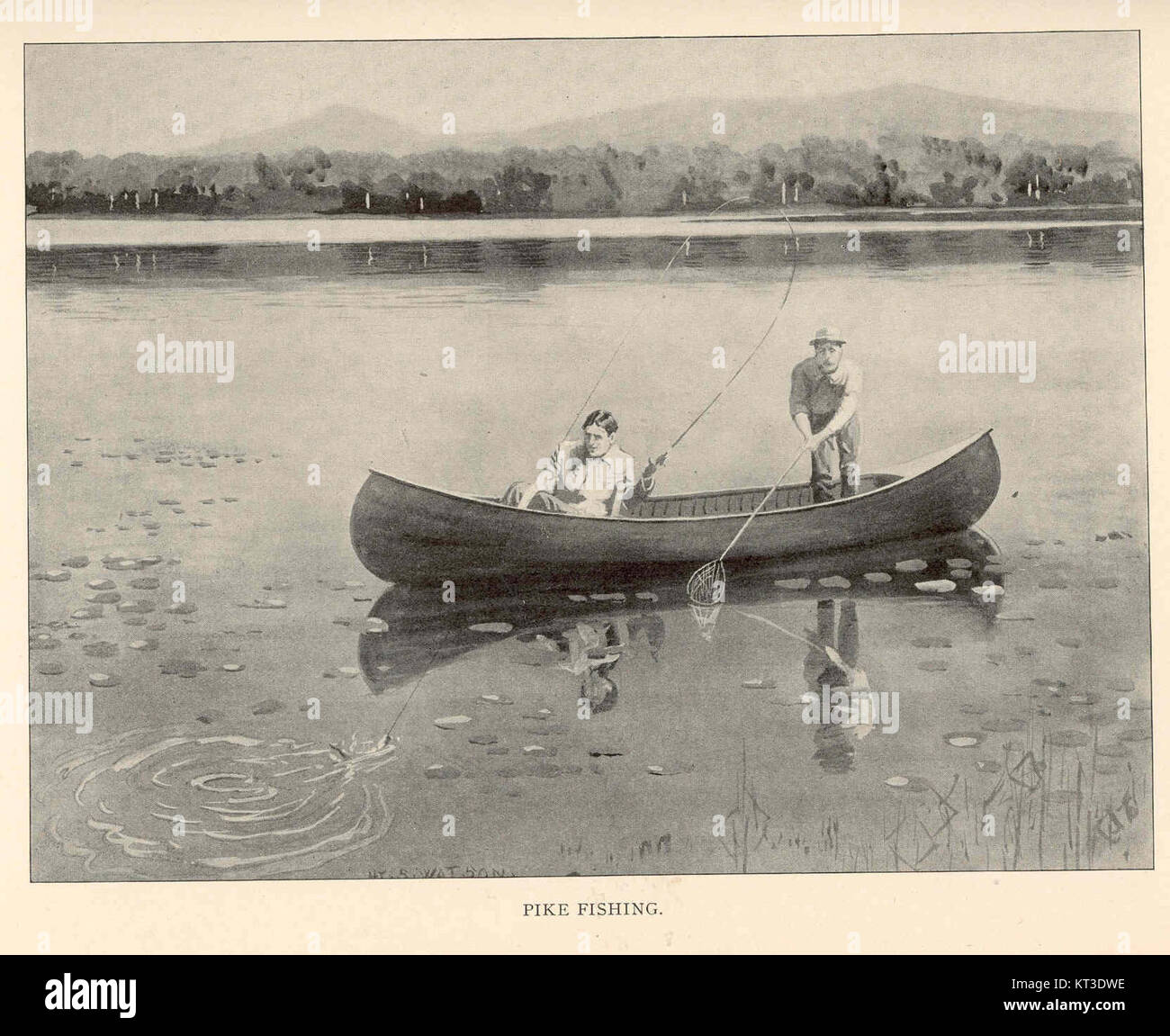Photographie d'une scène de pêche à Pike, identifiée par le numéro 41936, capturant des pêcheurs engagés dans leur activité. Banque D'Images