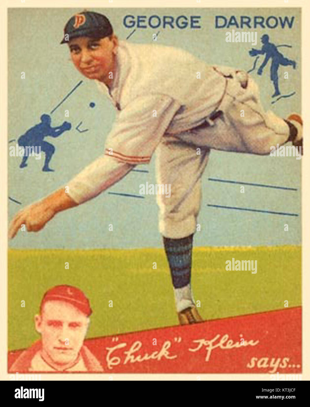 Cette carte représente George Darrow, connu pour son travail dans l'histoire du baseball. La collection de cartes Goudey met en lumière des personnages clés du baseball du début du XXe siècle, Darrow représentant une partie importante de l'héritage du sport. Banque D'Images