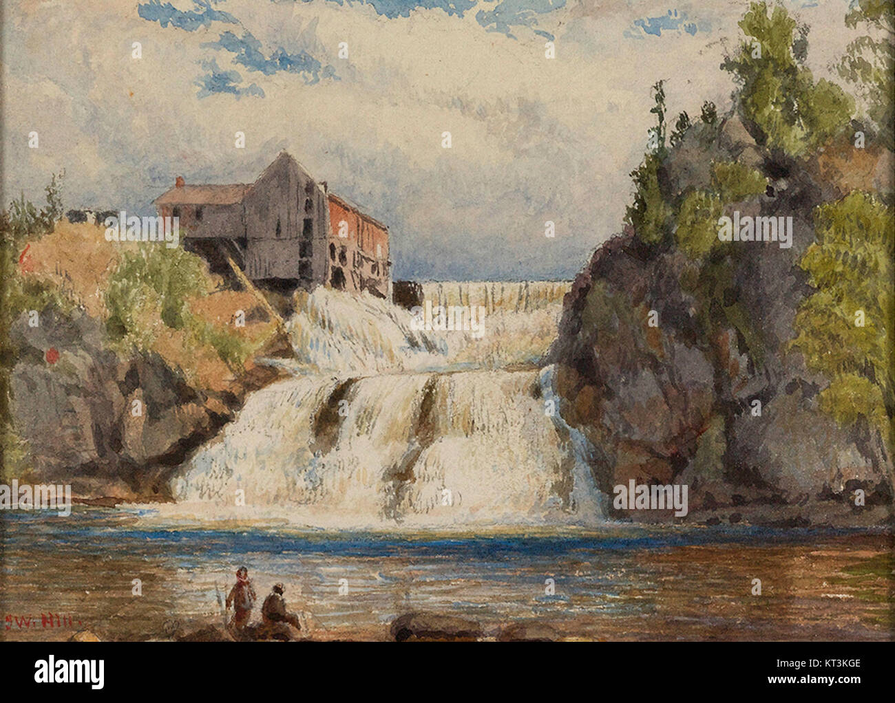 Goodrich Falls, situé près de Jackson, est représenté dans un tableau de John William Hill. L'œuvre d'art capture la beauté naturelle et la tranquillité des chutes, mettant en valeur l'habileté de Hill à représenter les paysages et l'environnement pittoresque de la région. Banque D'Images