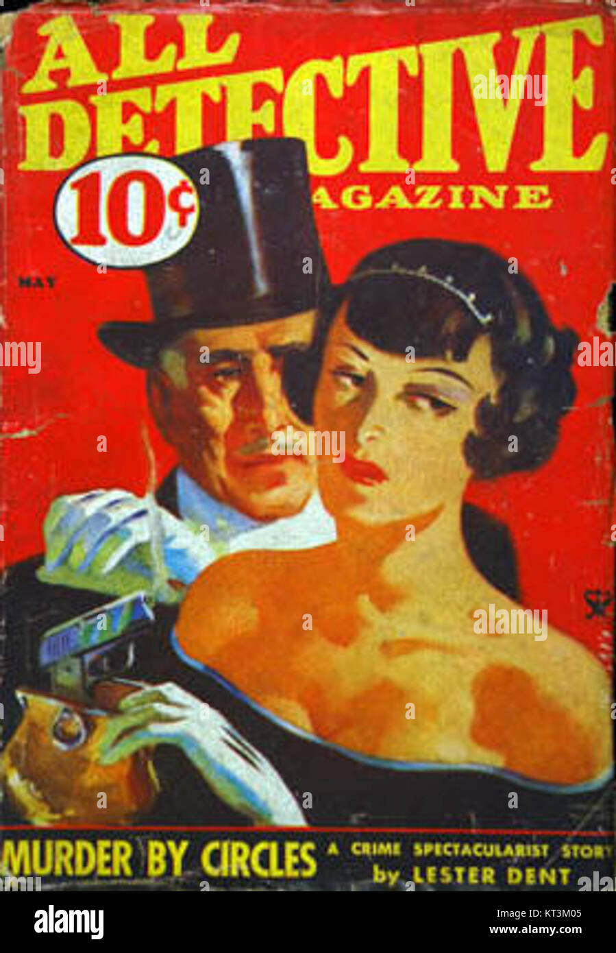 All Detective, 1934, est un magazine américain vintage de pulpe qui présente des histoires de fiction policière. Le magazine faisait partie du genre de fiction détective populaire du début du XXe siècle. Banque D'Images