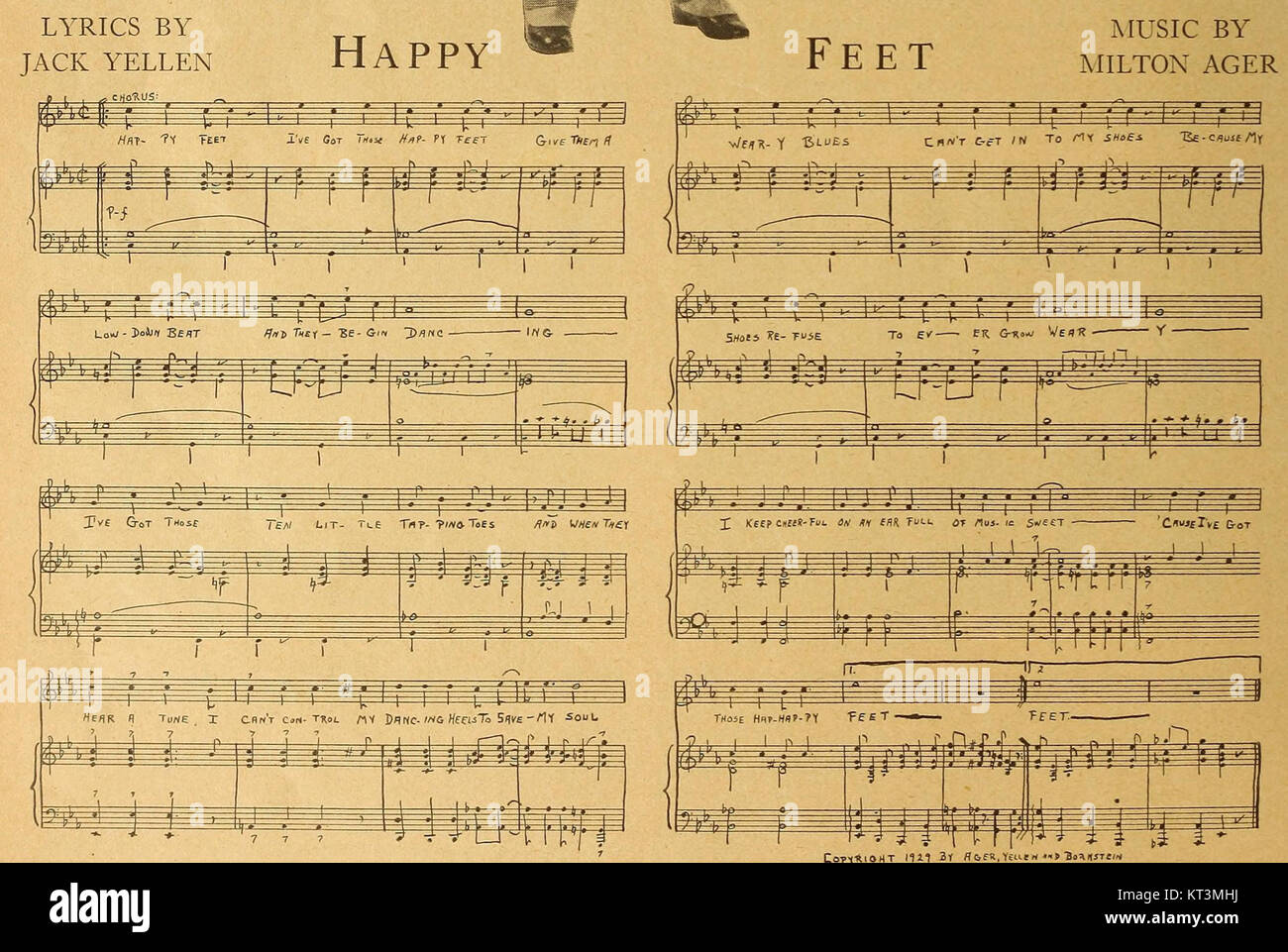 Happy Feet est un film de 1930 qui attire l'attention sur les premières techniques de cinéma et d'animation utilisées à cette époque. Le film explore les thèmes de la joie et du mouvement, représentés à travers des personnages animés. Banque D'Images