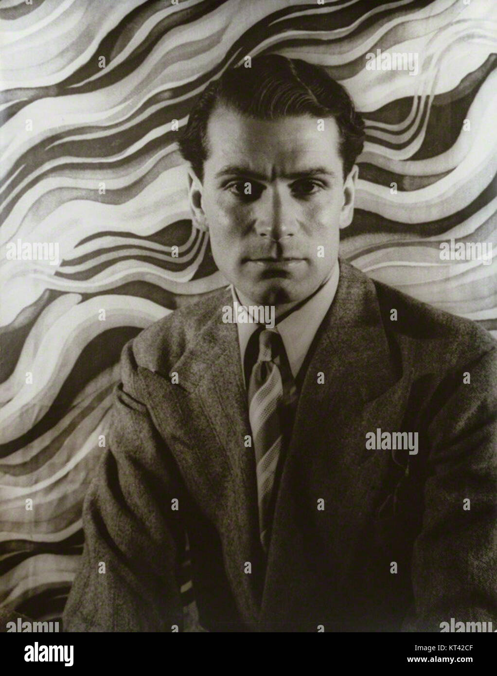 Portrait de l'acteur Laurence Olivier, réalisé par le photographe Carl Van Vechten, capturant un moment de l'histoire théâtrale. Banque D'Images
