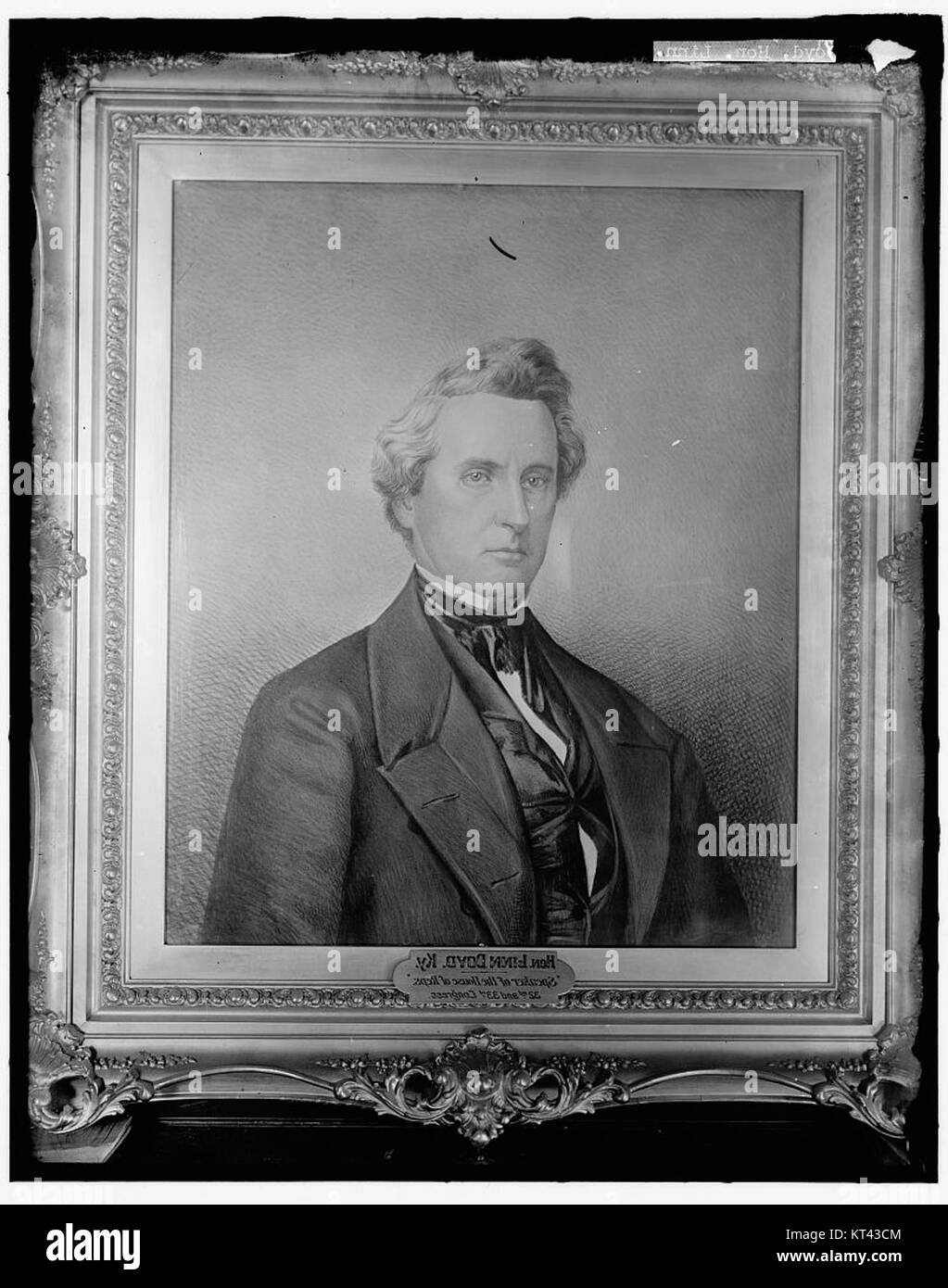 Photographie d'une peinture représentant Linn Boyd, présidente de la Chambre des représentants des États-Unis de 1851 à 1855, prise par Harris & Ewing, un important studio de photographie actif au début du XXe siècle. Banque D'Images