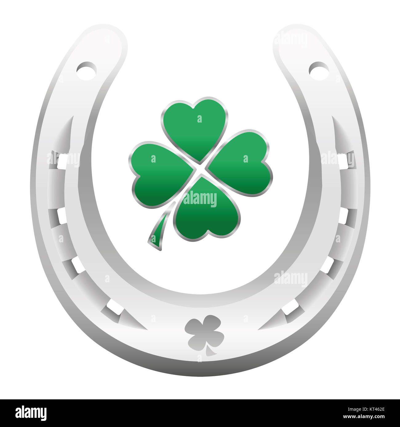 Symboles de la chance - horseshoe et clover leaf pour atteindre la chance, le bonheur, le succès, la santé, la richesse, la fortune et la prospérité de l'année prochaine. Banque D'Images