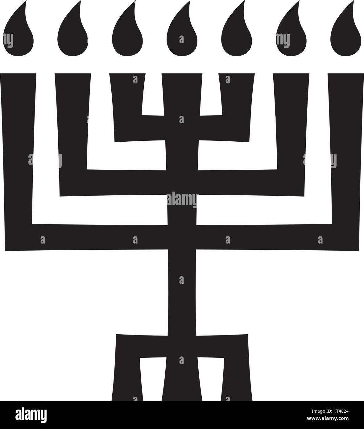 L'hébreu ancien menorah (chandelier à sept), candélabre sacré avec sept lampes, utilisées dans le Temple de Jérusalem. Symbole religieux du judaïsme. Illustration de Vecteur