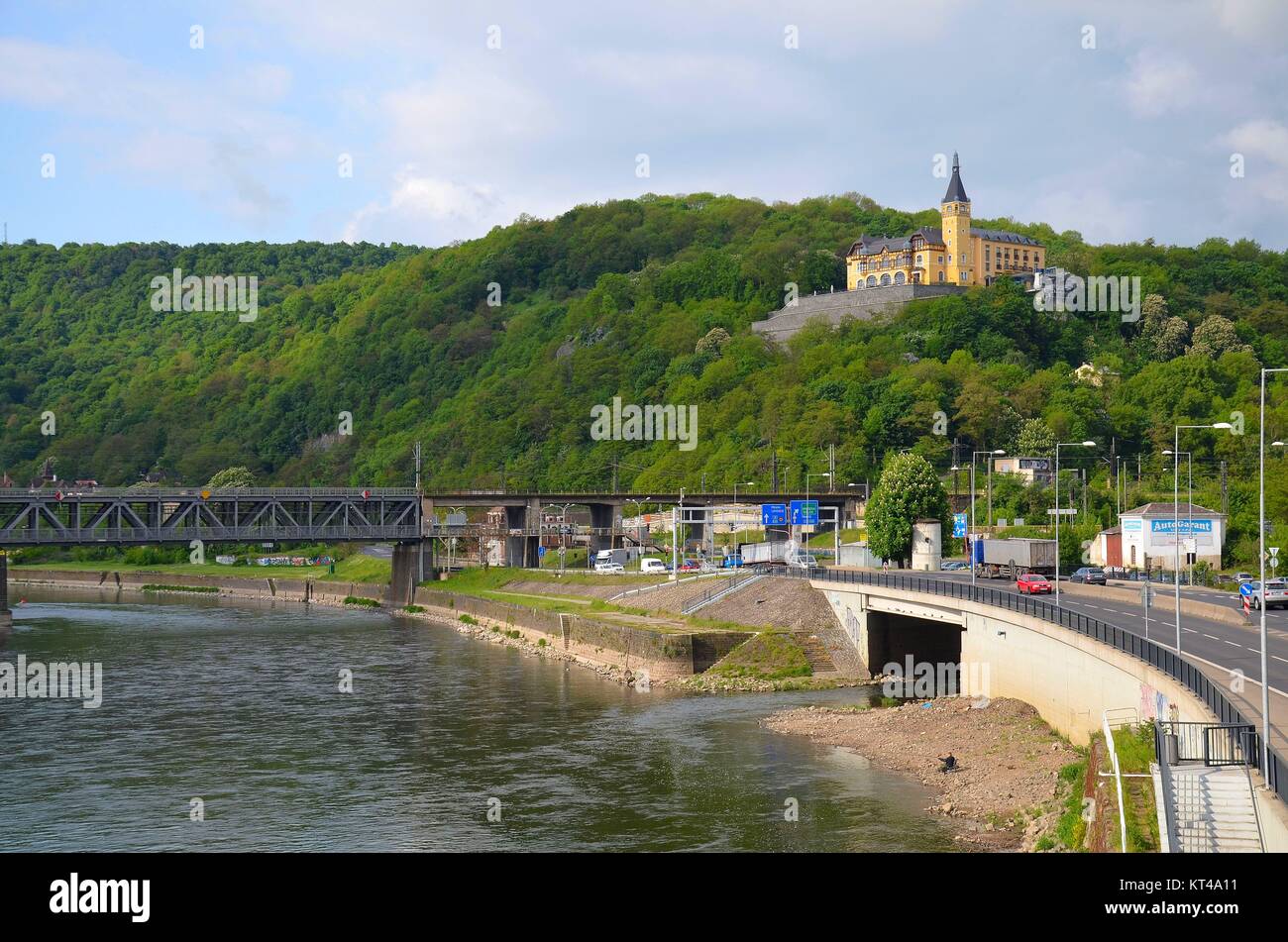 Vue depuis le pont de l'Elbe à Ústí nad Labem (Aussig an der Elbe), République Tchèque Banque D'Images