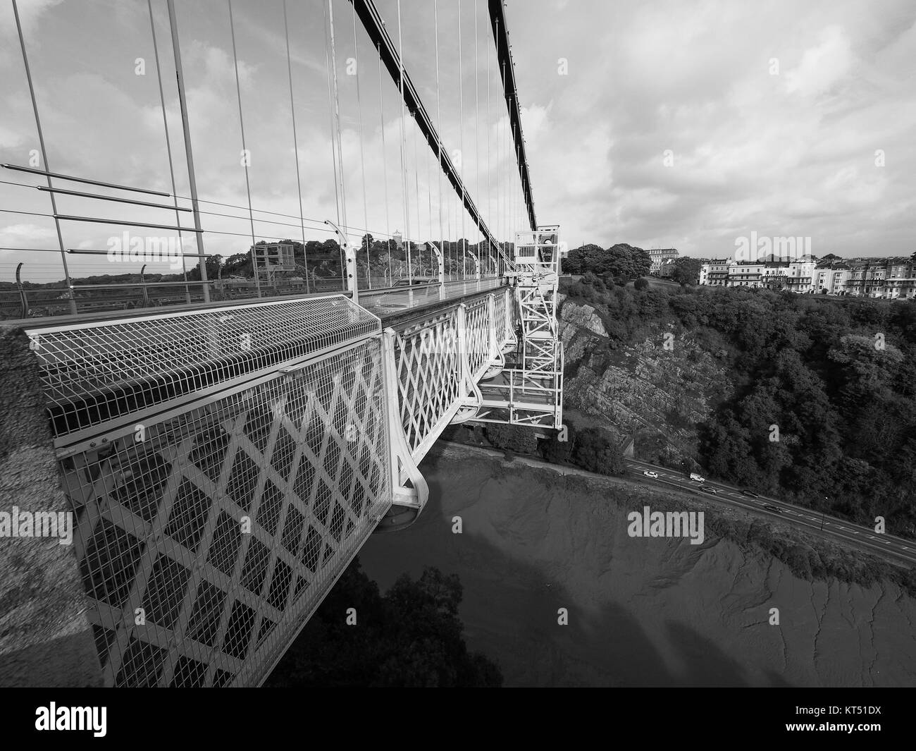 Pont suspendu de Clifton à Bristol en noir et blanc Banque D'Images