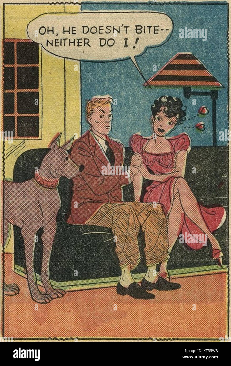 'Mopsy' est un personnage présenté dans TV Teens, un magazine populaire dans les années 1950 Cette image est tirée du volume 2, numéro 7, publié en juin 1950, présentant la culture et le divertissement des adolescents pendant la période post-seconde Guerre mondiale. Banque D'Images