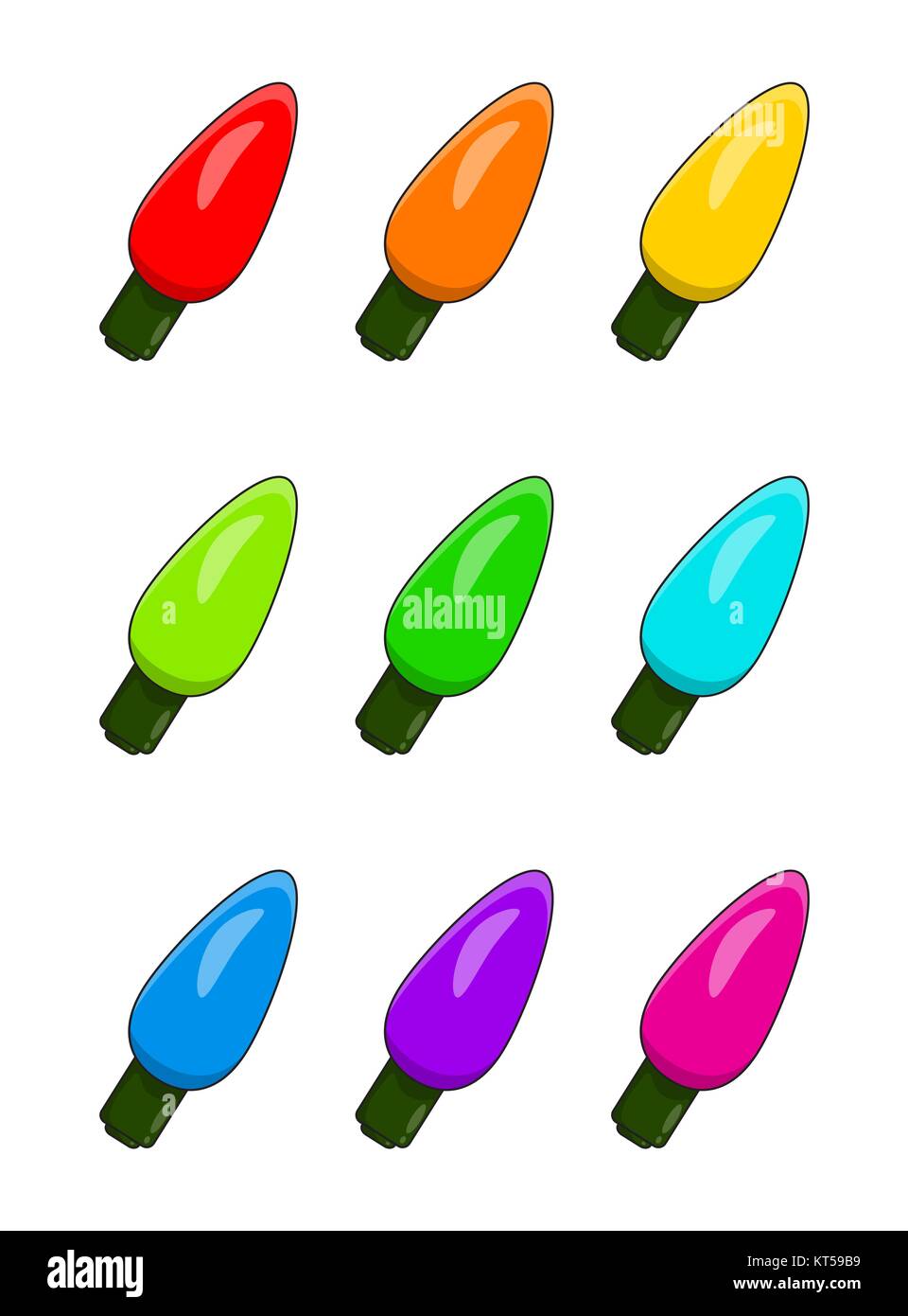 Guirlande ampoule , set design Noël isolé sur fond blanc Illustration de Vecteur
