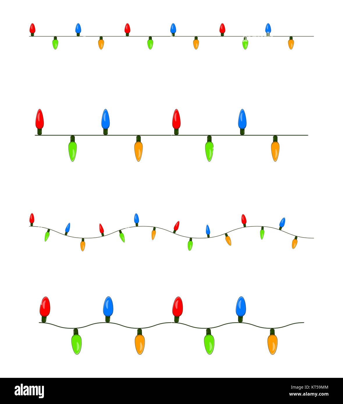 Ampoule, Garland string design Noël isolé sur fond blanc Illustration de Vecteur