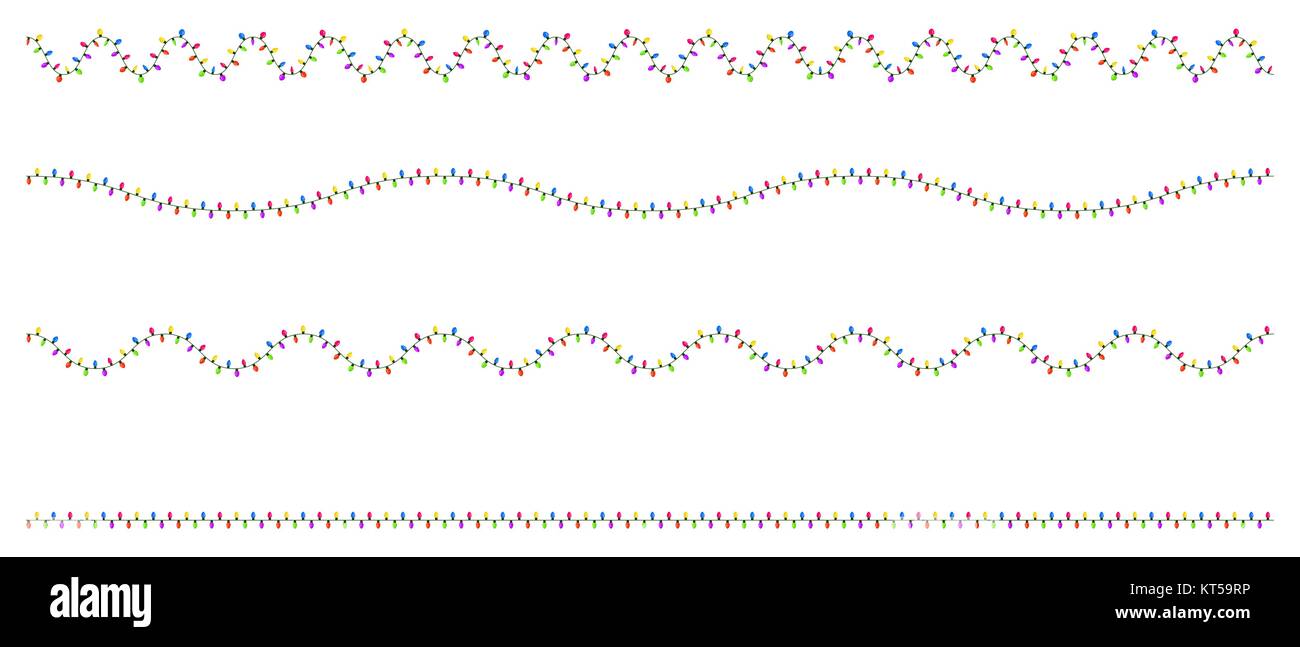 Ampoule, Garland string design Noël isolé sur fond blanc Illustration de Vecteur