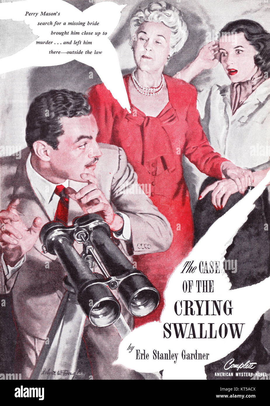 L'épisode Perry Mason intitulé Crying Swallow fait partie de la série télévisée populaire qui suit les enquêtes de l'avocat de la défense fictif Perry Mason. Cet épisode se concentre sur une affaire difficile qui teste les compétences juridiques de Mason et son approche de la justice. Banque D'Images