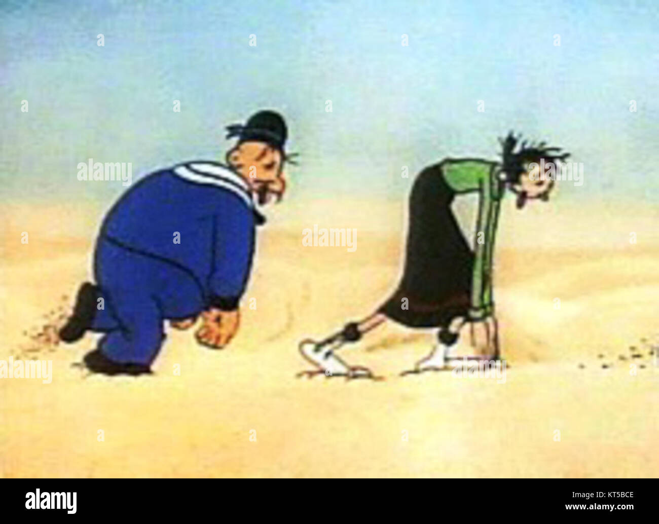 L'image combine le personnage populaire de dessin animé Popeye avec des éléments de l'histoire d'Ali Baba, créant probablement une juxtaposition fantaisiste ou humoristique. Il reflète un mélange ludique de références culturelles en art visuel ou en culture pop. Banque D'Images