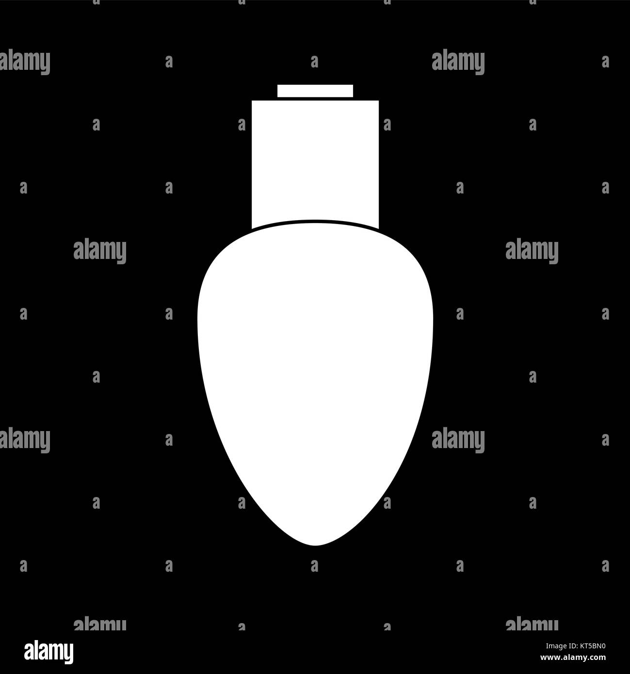 Ampoule, Garland christmas design contour isolé sur fond noir Illustration de Vecteur