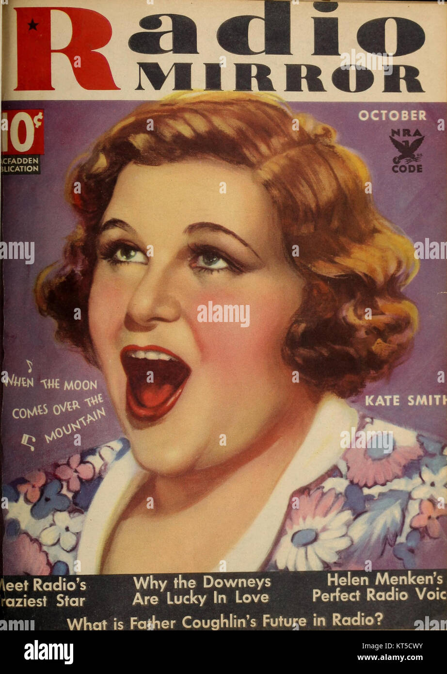 Radio Mirror était un magazine populaire publié en octobre 1934, couvrant les actualités de divertissement, les émissions de radio et les profils de célébrités des premiers jours de la radiodiffusion. Banque D'Images