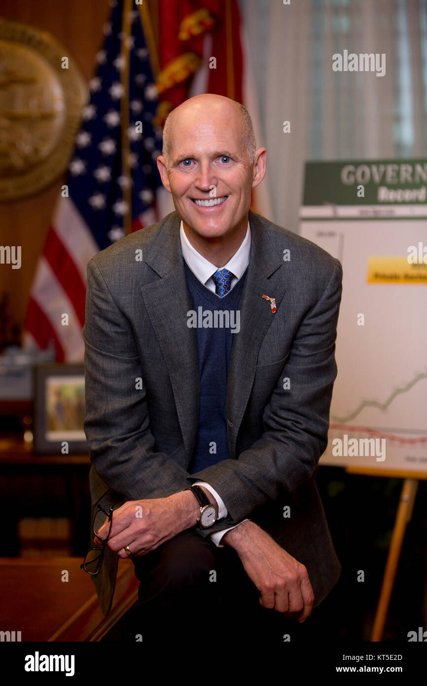 Rick Scott est un homme politique et homme d'affaires américain qui a été gouverneur de Floride et sénateur américain. Son mandat a été marqué par des initiatives politiques axées sur le développement économique, les soins de santé et les réformes fiscales. Banque D'Images
