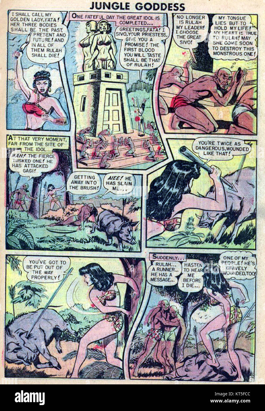 Rulah 2003 fait référence à un personnage de l'histoire de la bande dessinée, introduit à l'origine dans les années 1940 Rulah était connue comme la déesse de la Jungle, un personnage féminin fort et héroïque qui s'est battu pour la justice dans la nature. Le personnage a été célébré pour sa représentation de la force et de l'autonomisation dans l'âge d'or de la bande dessinée. Banque D'Images